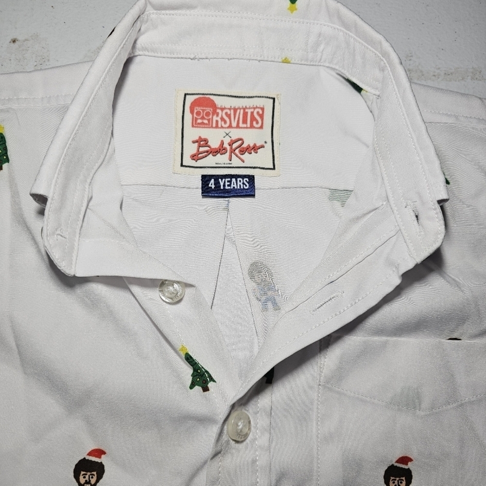 RSVLTS x Bob Ross Kids White Button Down Short Sleeve Shirt - Picture 3 of 9